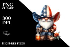 Patriotic Cowboy Gnome Watercolor Clipart Product Image 1