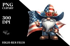 Patriotic Cowboy Gnome Watercolor Clipart Product Image 3