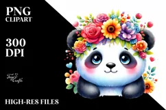 Cartoon-Style Watercolor Panda Flower Crown Product Image 3