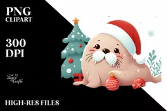 Cute Winter Baby Walrus PNG Product Image 3