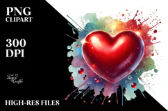 Red Heart Digital Painting PNG Product Image 2