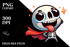 Cartoony Skeleton with Superhero Cape, High-Quality PNG Product Image 2