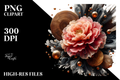 Abstract Wood Carnation Watercolor Splash PNG Product Image 2