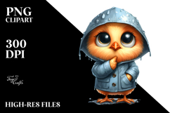 Colorful Humorous Chicken, Raincoat Clipart Product Image 2