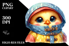 Expressive Chicken in Raincoat, Transparent PNG Product Image 2