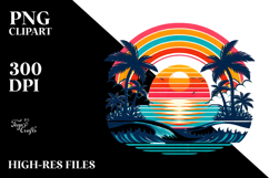 Retro Tropical Rainbow Sunset Design, PNG Product Image 2