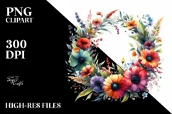 Vibrant Wreath with Wild Flowers Watercolor Product Image 1