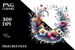 Vibrant Wreath with Wild Flowers Watercolor Product Image 3