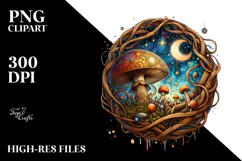 Stained Wooden Mushroom, Transparent PNG Product Image 2