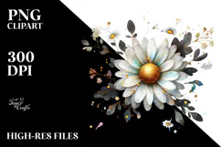 Golden Daisy Watercolor PNG Product Image 2