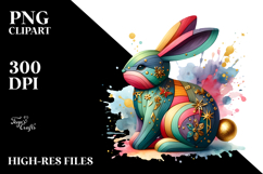 Colorful Bunny Wood PNG Product Image 2