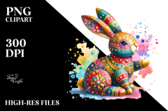 Colorful Bunny Wood PNG Product Image 2