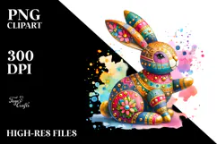 Colorful Bunny Wood PNG Product Image 2