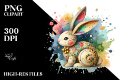 Colorful Bunny Wood PNG Product Image 2