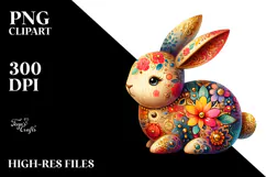Colorful Bunny Wood PNG Product Image 2
