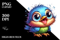 Colorful Crazy Looking Small Baby Wren Clipart Product Image 1