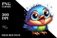 Colorful Crazy Looking Small Baby Wren Clipart Product Image 1