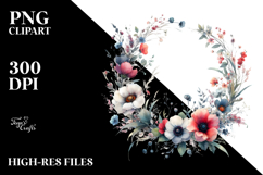 Washed Floral Frame,Small Wild Flowers | Sublimation,Clipart Product Image 2
