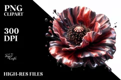 Glossy Marble Poppy Watercolor Clipart Product Image 1