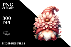 Cute Gnome with Chrysanthemum PNG Product Image 2