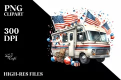 Vintage RV Confetti Watercolor Clipart Product Image 1