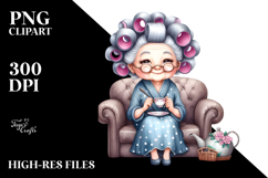 Old Lady Sitting Sofa,Watercolor Tea Cup | Product Image 2