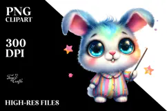 Crazy Baby Bunny with Magic Wand, PNG Product Image 2
