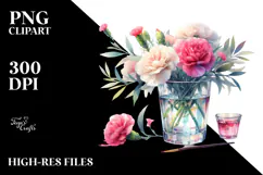 Watercolor Floral with Carnation | Clipart Product Image 2