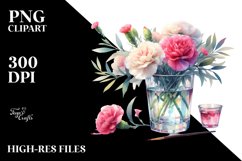 Watercolor Floral with Carnation | Clipart Product Image 3