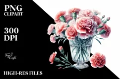 Watercolor Floral with Carnation | Clipart Product Image 1