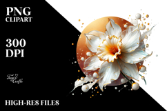 Abstract Narcissus Watercolor Splash PNG Product Image 2