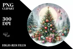 Pastel Christmas Scene with Large Text PNG Product Image 2