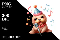 Energetic Baby Walrus with Singer Look, High-Res PNG Product Image 2