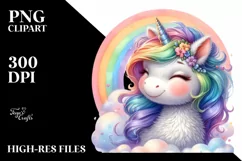 Cute Baby Unicorn, Rainbow, Clipart Product Image 3