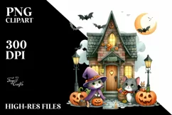 Funny Watercolor Halloween Sticker Clipart Product Image 3