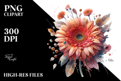 Gerbera Watercolor Splash PNG Product Image 2