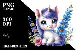 Cute Baby Unicorn Delphinium PNG Product Image 2
