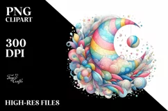 Colorfull Pastel Moon Watercolor Clipart Product Image 3