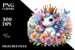 Colorful Baby Unicorn with Crown Product Image 1