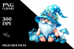 Summer Gnome Azure Beachwear Watercolor Clipart Product Image 1