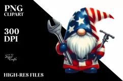 Watercolor Patriotic Gnome | Summer Clipart Product Image 1
