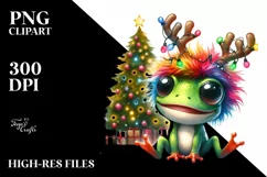 Baby Frog with Reindeer Horns PNG Product Image 3
