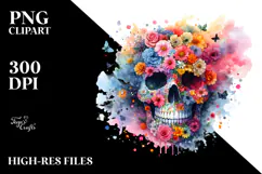 Colorful Skull Painting Sublimation PNG Product Image 2