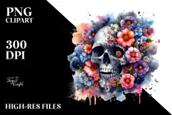 Colorful Skull Painting Sublimation PNG Product Image 2