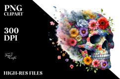 Colorful Skull with Spring Flowers and Cloud of Dust, Product Image 2