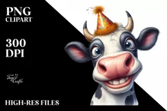 Cow Enthusiastic Party Cow Portrait | Clipart Product Image 3