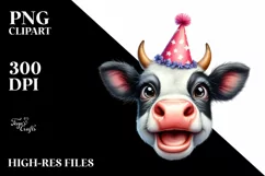 Cow Enthusiastic Party Cow Portrait | Clipart Product Image 1