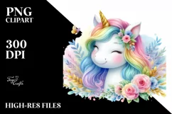 Colorful Baby Unicorn PNG Product Image 1