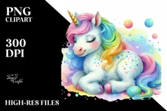Colorful Baby Unicorn PNG Product Image 3