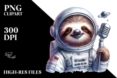 Energetic Sloth with Astronaut Helmet PNG Product Image 2